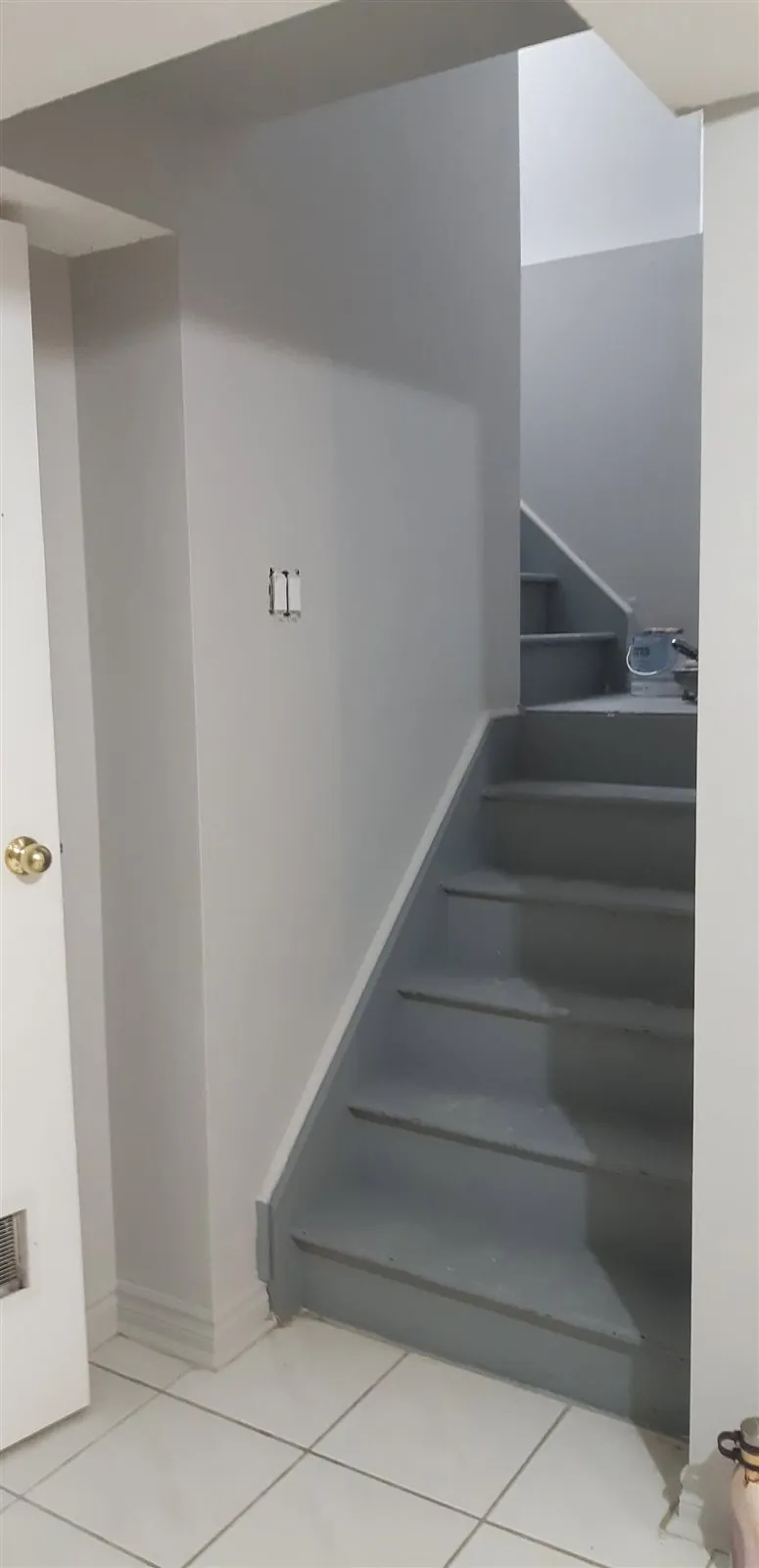 Basement rooms and painted stairs — Painted stairway