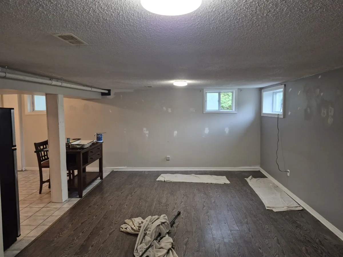 A brighter basement — Before · reverse view