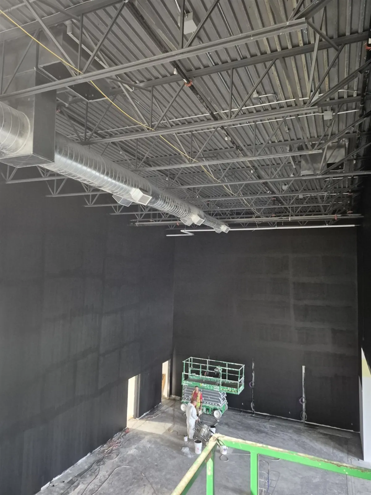 Exposed commercial ceiling — Ceiling work in progress