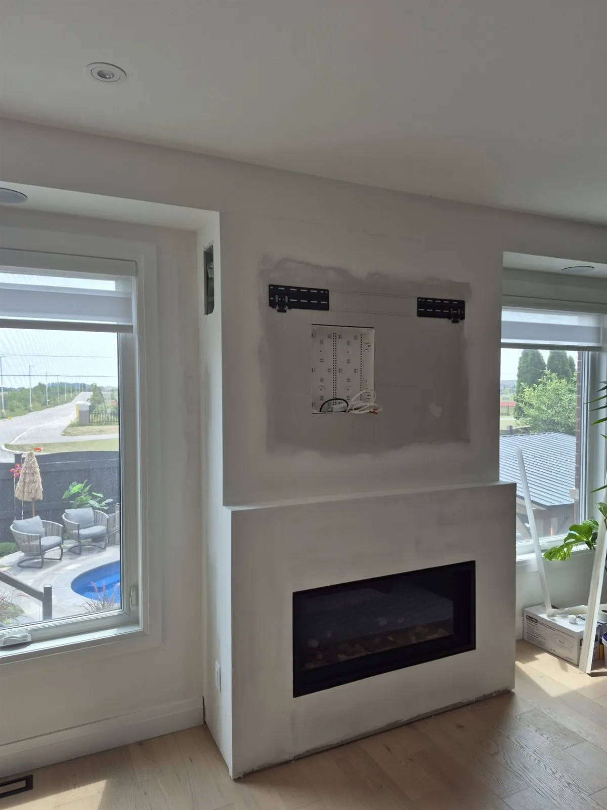 Care around a fireplace feature