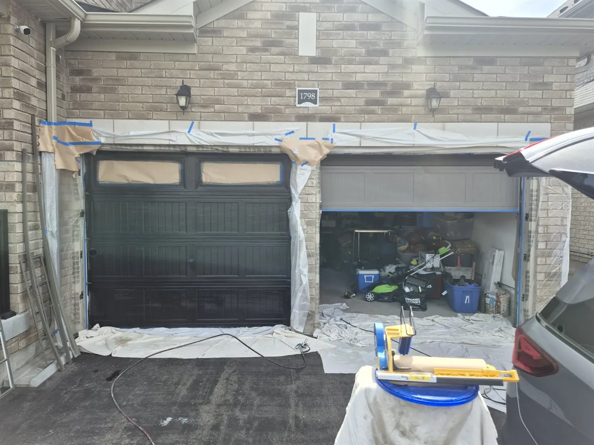 A crisp garage-door finish — During