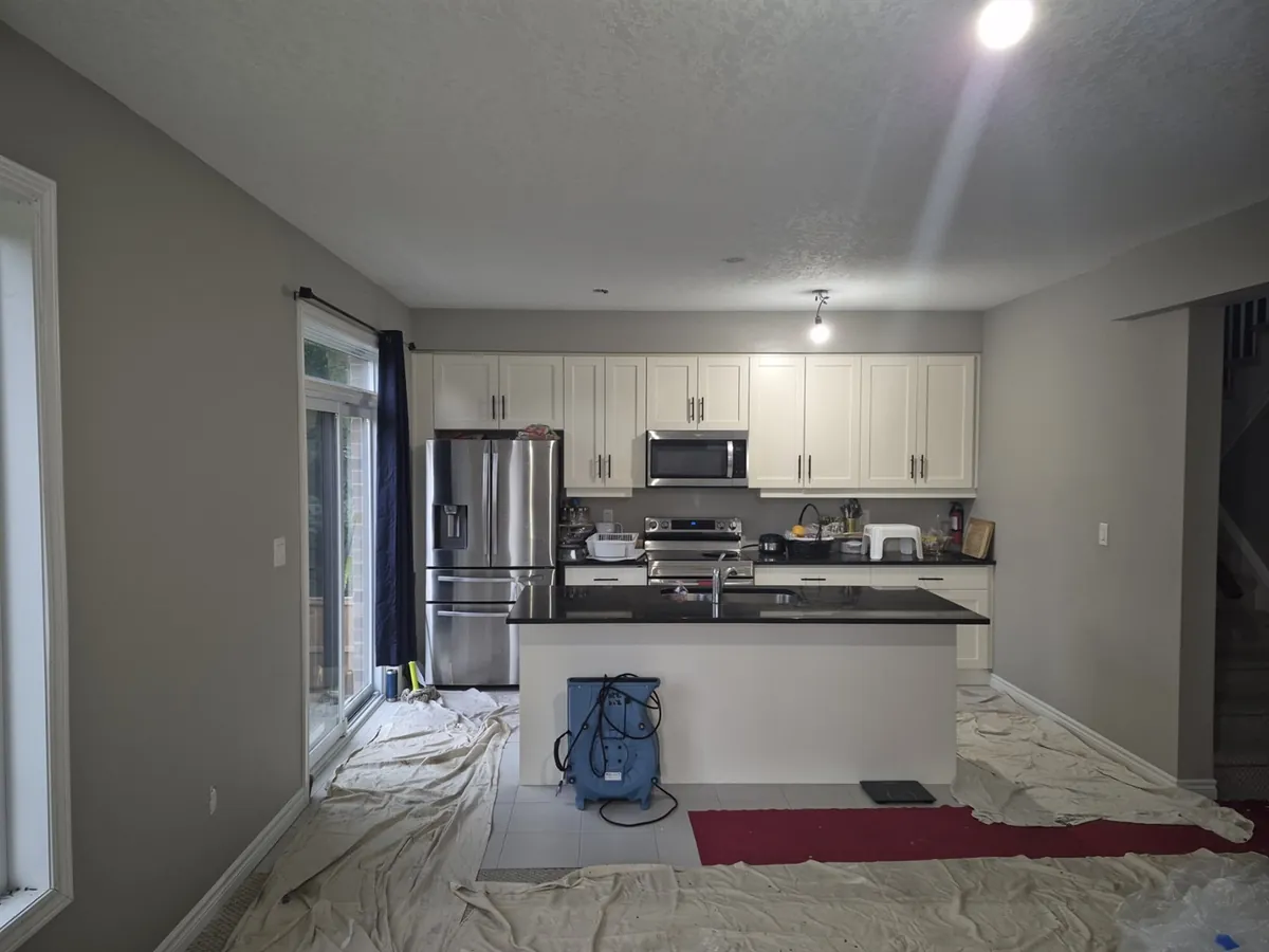 Kitchen and living-area repaint — Kitchen progress