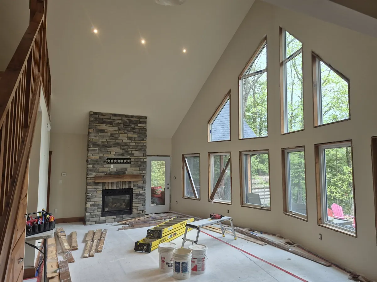 Vaulted interiors, transformed — After painting Â· living-room view